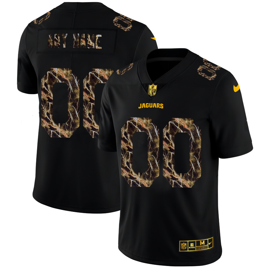 2020 Jacksonville Jaguars Custom Men Black Nike Flocked Lightning Vapor Limited NFL Jersey